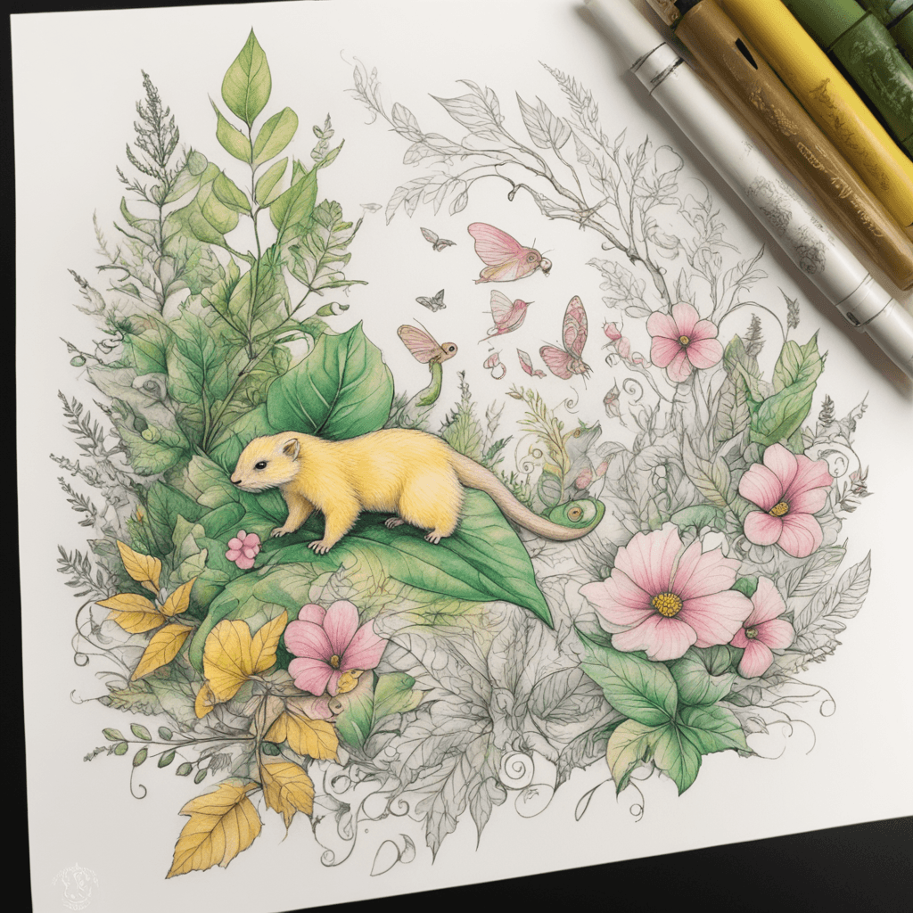 I would like it to look as magical and gentle as possible, but realistic, like a small magical forest. Two ferrets are running through the leaves for distillation, and two fairies are sitting on their fur, a slow forest snail is crawling somewhere along a leaf, a green toad is hiding under a gunner leaf, yellow, pink and blue gypsophila grow here and there, amazing forget-me-nots, phlox, fabulous abutilon, fern and colorful primrose. Yellow, blue, green, pink and blue butterflies flutter among all this beauty. One fairy can peek out from behind the leaves. The other is to sit on a flower, as if resting. The third is to play with a butterfly. It's just that I don't want it to look like just a sleeve, I want it to look like a part of me. It should be a full-fledged picture that can be continued and continued, not fragments, one should flow from the other, but there should also be areas of just clean skin on the hand, that is, no matter where the spot came from, only leaves, flowers, fairies and animals , one ferret will run along the face. one part of the arm is approaching the side, and the other is already on the back running somewhere towards the shoulder. This arrangement will add dynamics and naturalness — the ferrets will seem to actually move along the arm, and not just stand in a static position. This will also help to avoid the feeling of a "straight sleeve", because the drawing will flow around the arm and change perspective when moving. Along the trajectory of movement, butterflies can fly apart, emphasizing the liveliness of the composition. I need to create a joyful feeling of running, freedom, so that the drawing is not just a frozen fragment, but flows around my hand and changes perspective as I move. If the leaves and flowers deviate slightly in the direction of the ferrets' movement, this will create the illusion of speed, as if they are running past and the wind is playing with the plants. Tattoo should be very big